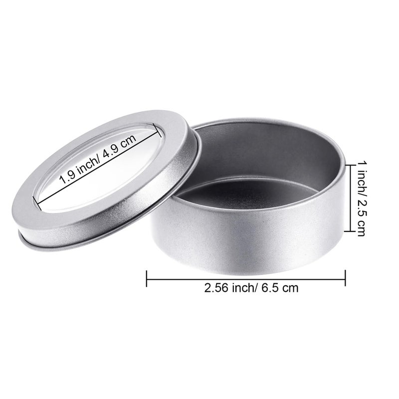 TecUnite 24 Pack 2 Ounce Metal Tin Cans Round Empty Container Salve Tins with Clear Lid for Kitchen, Office, Candles, Candies - Image 5